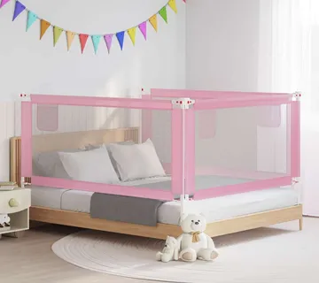 vidaXL Sigurnosna ograda za dječji krevet ružičasta 180x25 cm tkanina - Venlo