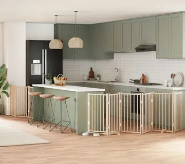 vidaXL Vrata za pse s vratašcima 9 panela sklopiva 450 cm drvo topole - Venlo