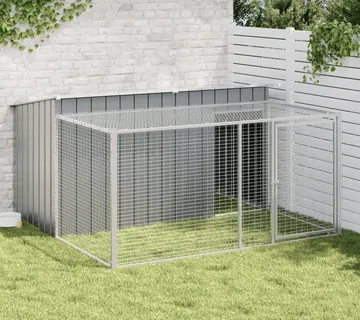 vidaXL Kućica za pse s ograđenim prostorom antracit 197x194x110 cm pocinčani čelik - Venlo