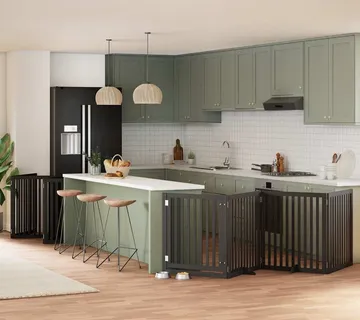vidaXL Vrata za pse s vratašcima 10 panela sklopiva 800 cm drvo topole - Venlo