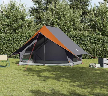 vidaXL Obiteljski šator s krovom Siva i narančasta 256 x 256 x 185 cm - Venlo