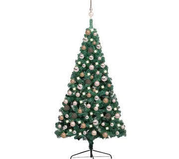 vidaXL Umjetna osvijetljena polovica božićnog drvca zelena 120 cm - Venlo