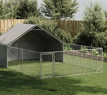 vidaXL Vanjska kućica za pse sa stazom 6x3x1,9 m pocinčani čelik - Venlo