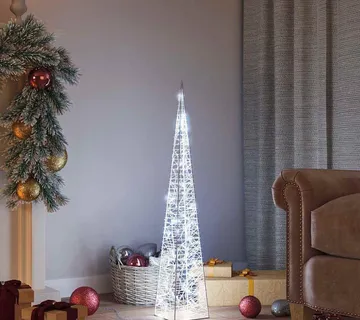 vidaXL Akrilni ukrasni stožac s LED svjetlima hladni bijeli 90 cm - Venlo