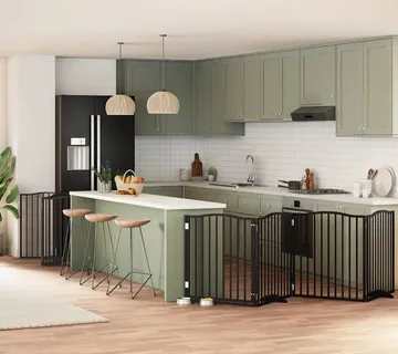vidaXL Vrata za pse s vratašcima 12 panela sklopiva 960 cm drvo topole - Venlo