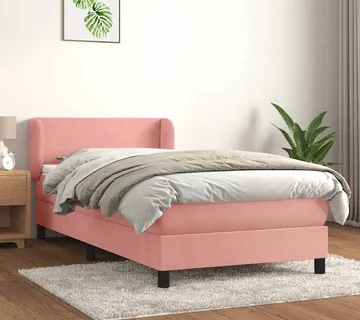vidaXL Box spring krevet s madracem ružičasti 90x190 cm baršunasti - Venlo