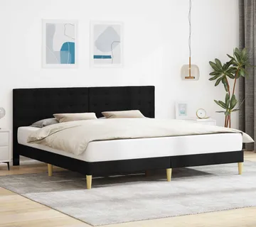 vidaXL Krevetna konstrukcija s uzglavljem Crna 200 x 200 cm Tkanina - Venlo