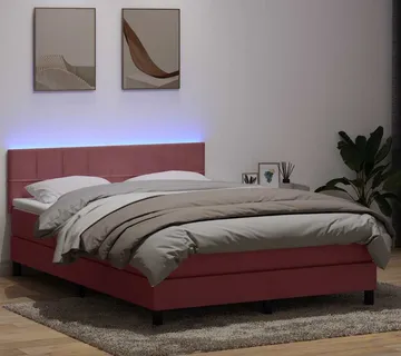 vidaXL Krevet s oprugama i madracem LED ružičasti 160x210 cm baršunasti - Venlo
