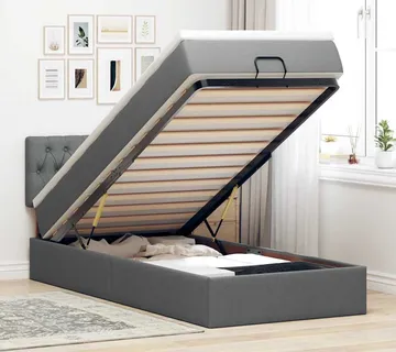 vidaXL Otomanski okvir kreveta s madraca tamnosivi 90x190cm tkanine - Venlo