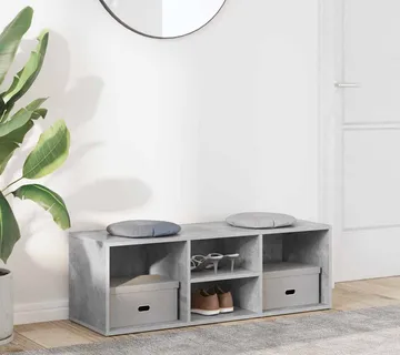 vidaXL Klupa za spremanje obuće siva boja betona 102x35x35 cm drvena - Venlo