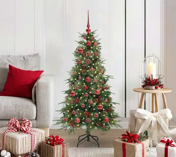 vidaXL Umjetno božićno drvce s nogom s stalakom Zelena 120 cm PE i PVC - Venlo