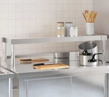 vidaXL Polica za radni stol 110 x 30 x 35 cm od nehrđajućeg čelika - Venlo
