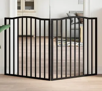 vidaXL Vrata za pse s 2 panela sklopiva crna 160 cm od drva topole - Venlo