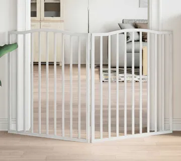 vidaXL Vrata za pse s 2 panela sklopiva bijela 160 cm od drva topole - Venlo