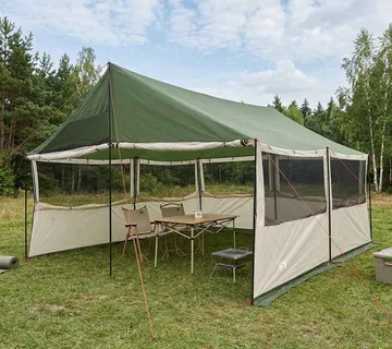 vidaXL Obiteljski šator Zelena 450 x 400 x 265 cm Poliester i čelik - Venlo