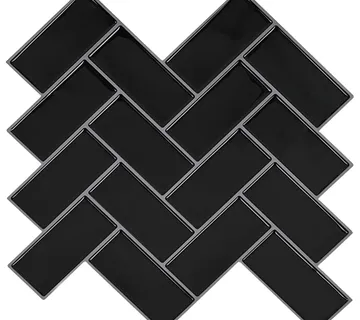 vidaXL Pločica riblja kost 10 kom. Crna 30 x 30 cm Poliuretan i PET - Venlo