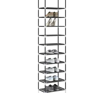 vidaXL Stalak za cipele 10 razina crni 44x28x180 cm netkana tkanina - Venlo