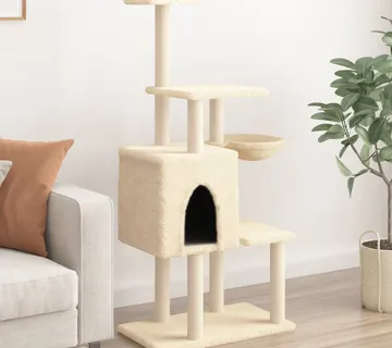 vidaXL Penjalica za mačke sa stupovima za grebanje krem 131 cm - Venlo