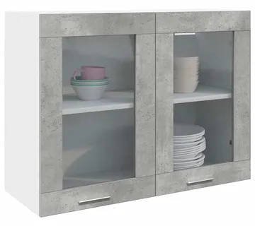 vidaXL Viseći stakleni ormarić "Lyon" betonsko sivi 80x31x60 cm - Venlo