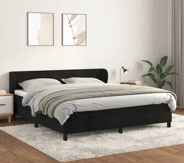vidaXL Krevet s oprugama i madracem crni 160x200 cm baršunasti - Venlo