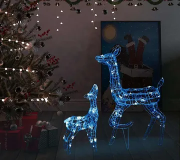 vidaXL Akrilna ukrasna božićna obitelj sobova 160 LED plava - Venlo