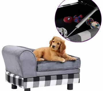 vidaXL Sofa za pse siva 57 x 34 x 36 cm plišana - Venlo