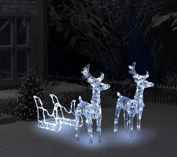 vidaXL Ukrasni božićni sobovi i sanjke 160 LED žarulja 130 cm akrilni - Venlo