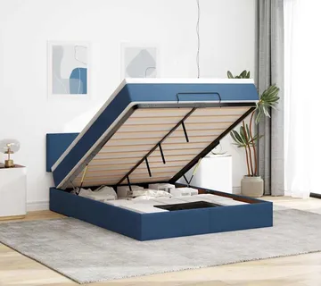 vidaXL Otomanski krevet s madracem i LED plavi 140x190 cm tkanine - Venlo