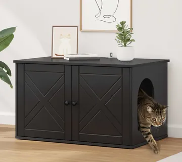 vidaXL Mačja Kuća Crna 85 x 55 x 50,5 cm Konstruirano drvo - Venlo