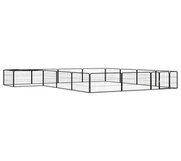 vidaXL Ograda za pse s 16 panela crna 100 x 50 cm čelik obložen prahom - Venlo