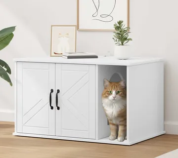 vidaXL Mačja Kuća Bijela 85 x 55 x 50,5 cm Konstruirano drvo - Venlo