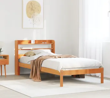 vidaXL Okvir kreveta s uzglavljem voštano smeđi 100x200 cm od borovine - Venlo