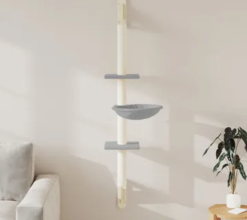 vidaXL Zidna penjalica za mačke sa stupom za grebanje siva 142,5 cm - Venlo