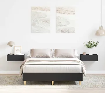 vidaXL Okvir kreveta bez madraca crni 135x190 cmkonstruirano drvo - Venlo