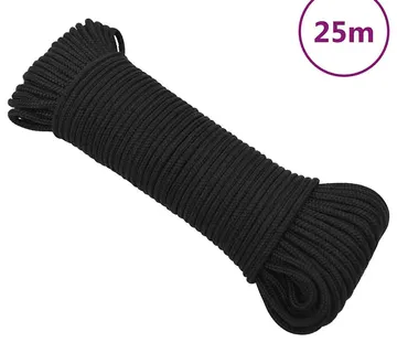 vidaXL Brodski konop tamnocrni 3 mm 25 m od polipropilena - Venlo