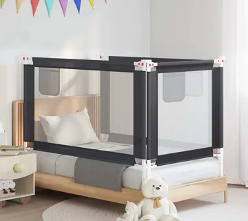 vidaXL Sigurnosna ograda za dječji krevet tamnosiva 140x25 cm tkanina - Venlo