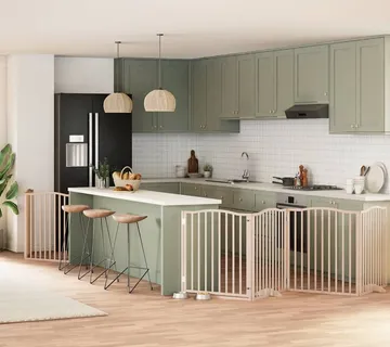 vidaXL Vrata za pse s vratašcima 8 panela sklopiva 640 cm drvo topole - Venlo