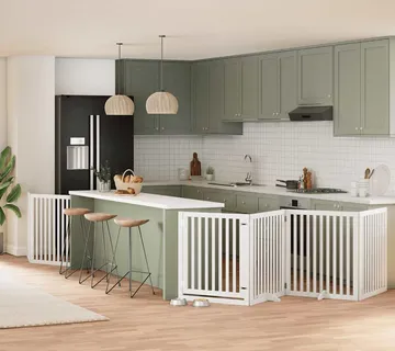 vidaXL Vrata za pse s vratašcima 6 panela sklopiva 480 cm drvo topole - Venlo