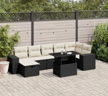 vidaXL 8-dijelni set vrtnih sofa od poliratana s jastucima crni - Venlo