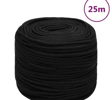 vidaXL Radno uže crno 10 mm 25 m poliestersko - Venlo