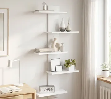 vidaXL Floating polica za zid Bijela 48,5 x 15 x 101 cm - Venlo