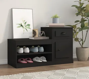 vidaXL Ormarić za cipele crni 100 x 42 x 60 cm od konstruiranog drva - Venlo