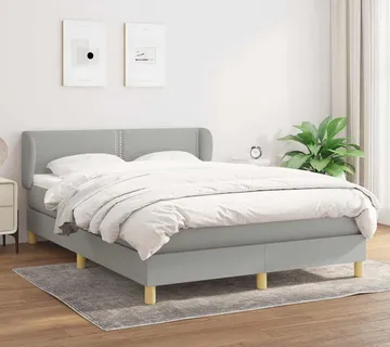 vidaXL Krevet box spring s madracem svjetlosivi 140x200 cm od tkanine - Venlo