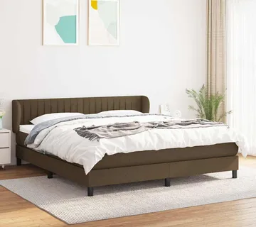 vidaXL Krevet s oprugama i madracem tamnosmeđi 160x200 cm tkanina - Venlo