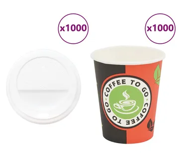 vidaXL papirnate šalice za kavu s poklopcem 1000 kom 8 oz 240 ml - Venlo