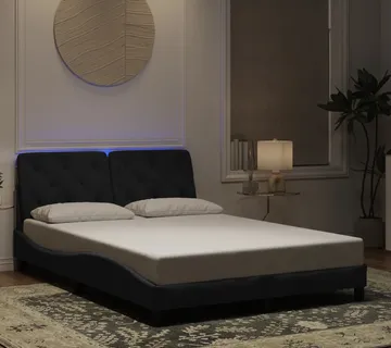 vidaXL Okvir kreveta s LED-om bez madraca crni 120 x 200 cm baršunasti - Venlo