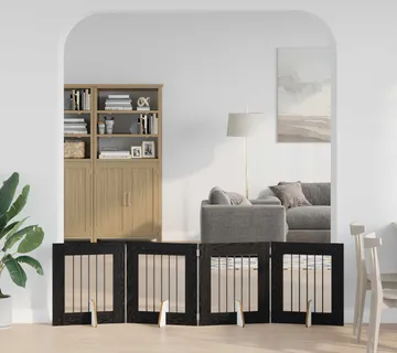 vidaXL Preklopna vrata za pse s postoljem 4 kom. Crni hrast 241 cm - Venlo