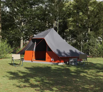 vidaXL Tipi šator 10-osobni Siva i narančasta taft - Venlo