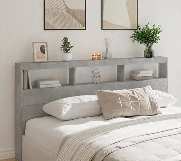 vidaXL Ormarić za uzglavlje LED svjetlima boja betona 200x17x102 cm - Venlo