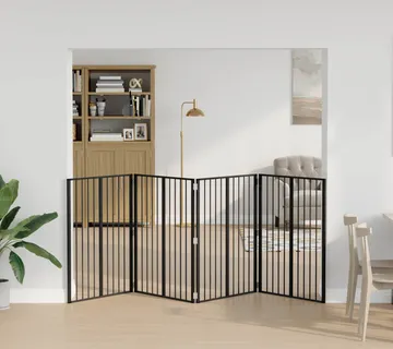 vidaXL Vrata za pse 4 kom. Crna 80 x 100 cm Pocinčani čelik - Venlo